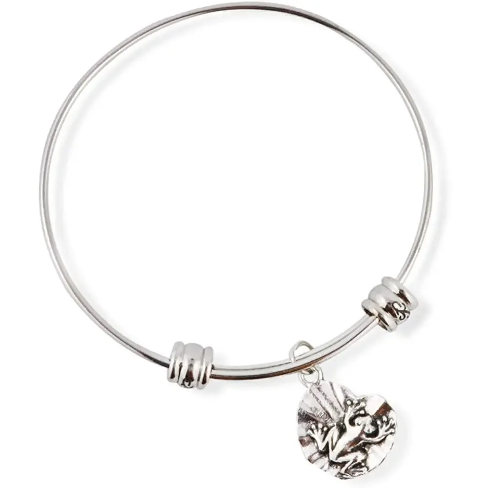 Frog on a Lily Pad Fancy Charm Bangle